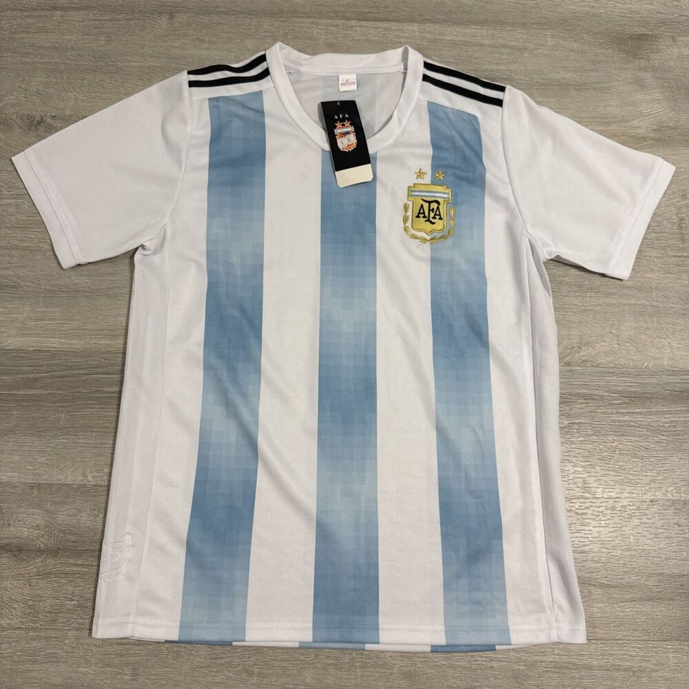 Argentina Soccer Jersey AFA 125th Anniversary Men’s Medium White Blue NWT
